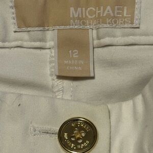 Michael Kors White Trousers with Gold Accent
